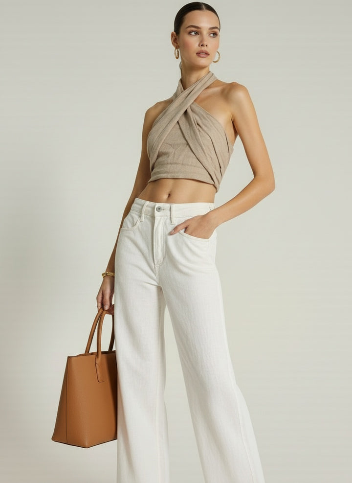 Crossover Strapless Halter Crop Top