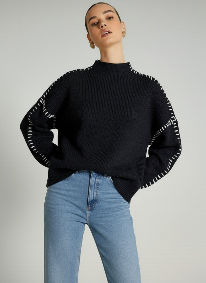 Mock Neck Long Sleeve Knit Sweater