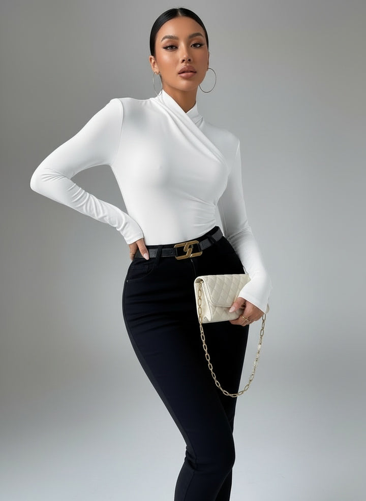 Cross-Over Long Sleeve Jersey Top