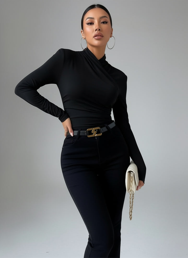 Cross-Over Long Sleeve Jersey Top