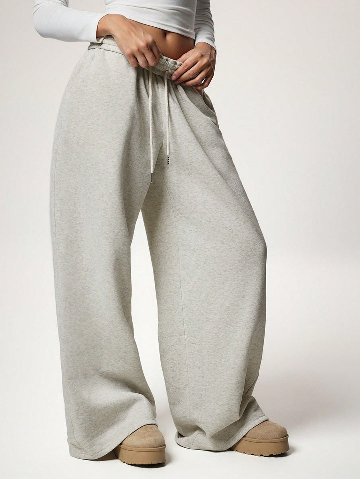 Fleece-Lined Loose Wide-Leg Pants