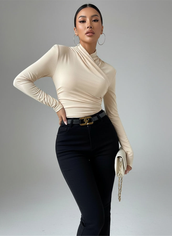 Cross-Over Long Sleeve Jersey Top