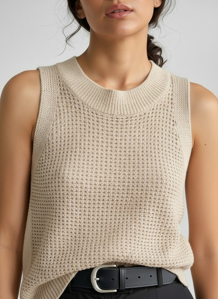 Hollow Knit Sleeveless Tank Top