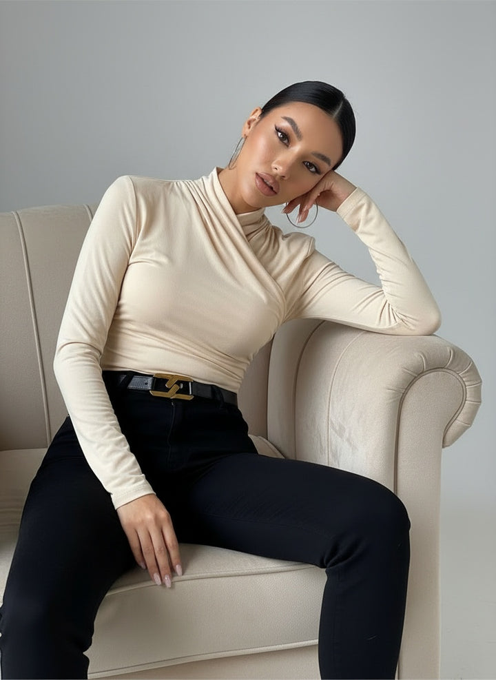 Cross-Over Long Sleeve Jersey Top