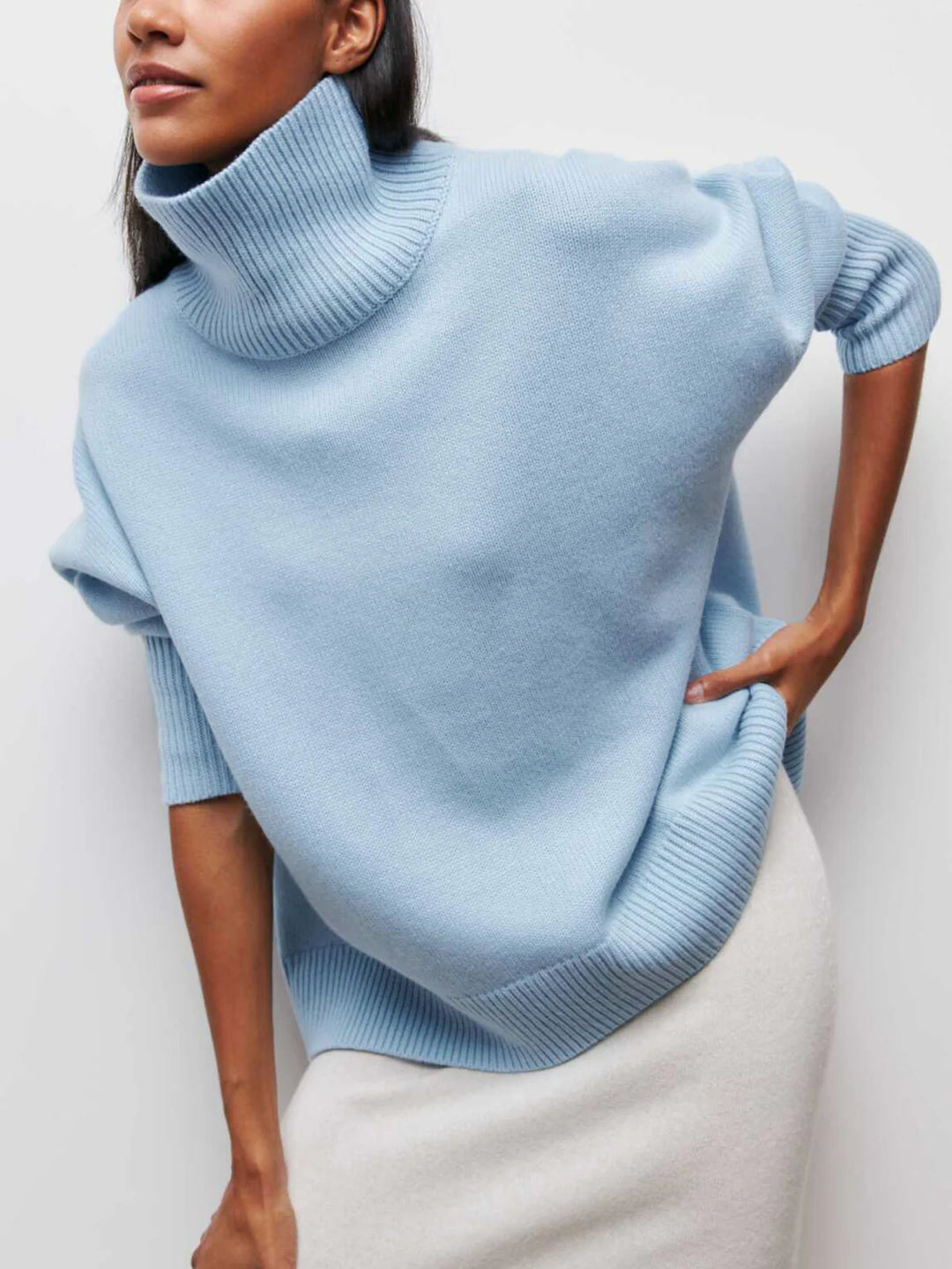Oversized Knit Mock Neck Sweater