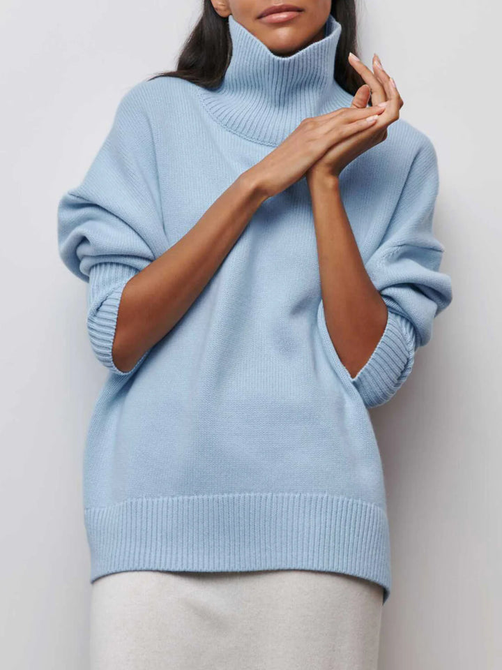 Oversized Knit Mock Neck Sweater