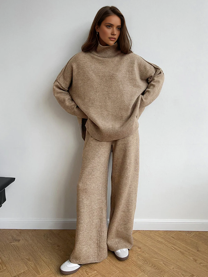 Turtleneck Knit Sweater Pants Set
