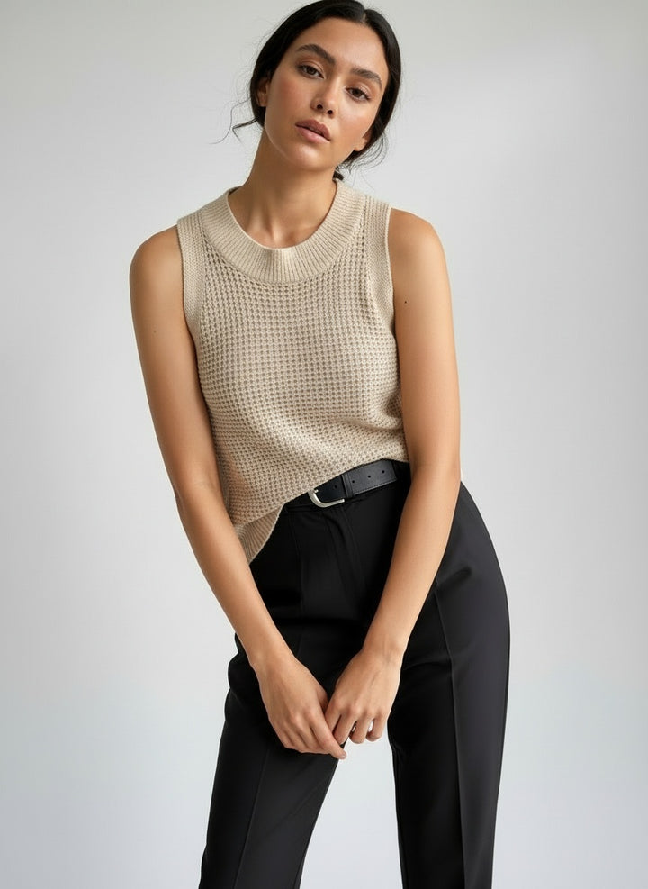 Hollow Knit Sleeveless Tank Top