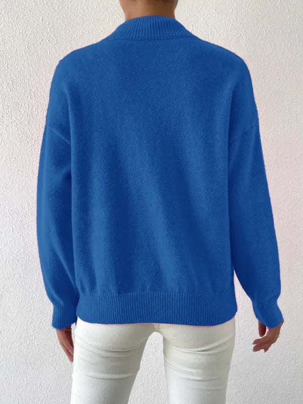 Half-High Collar Loose Knit Sweater