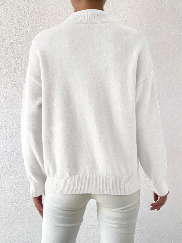 Half-High Collar Loose Knit Sweater