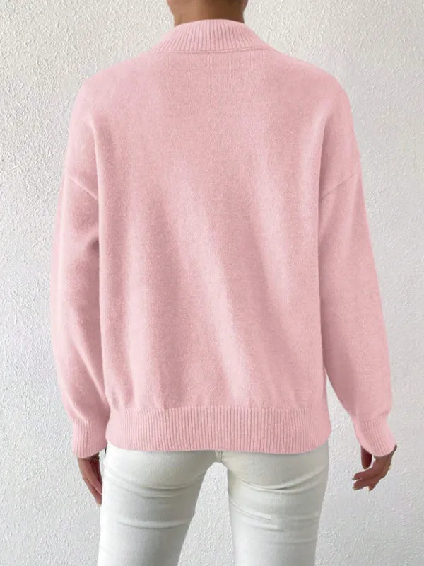 Half-High Collar Loose Knit Sweater