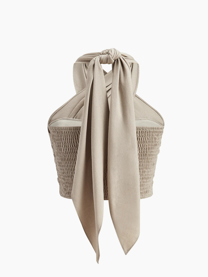 Crossover Strapless Halter Crop Top