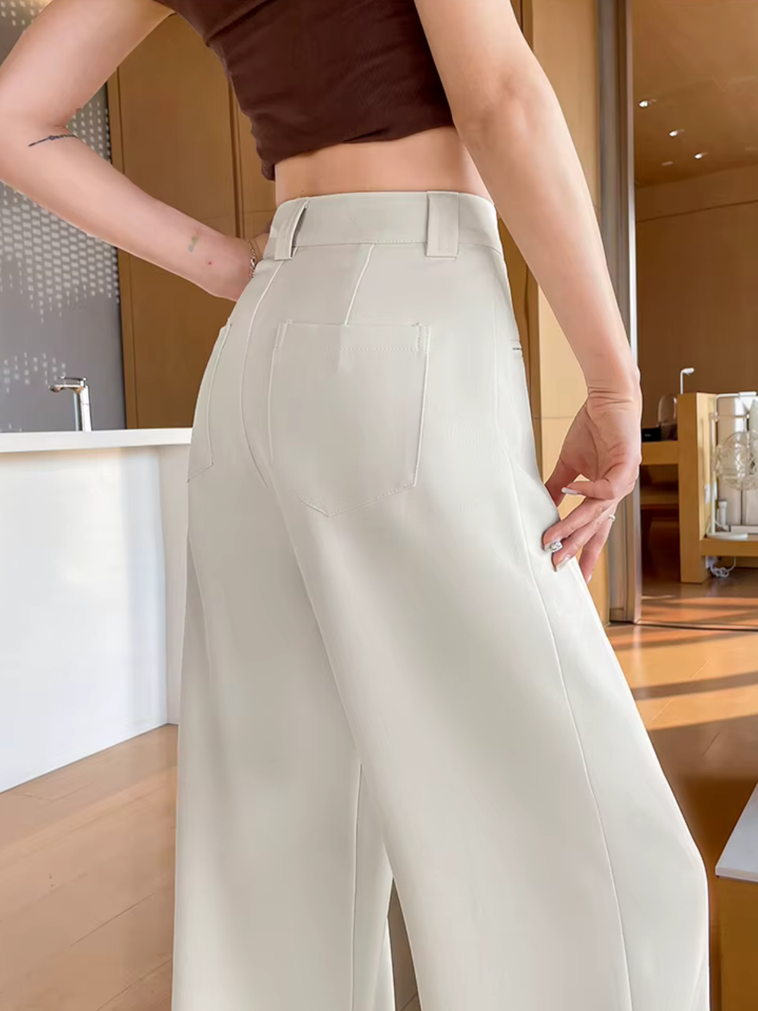 High-Waist Wide-Leg Office Pants