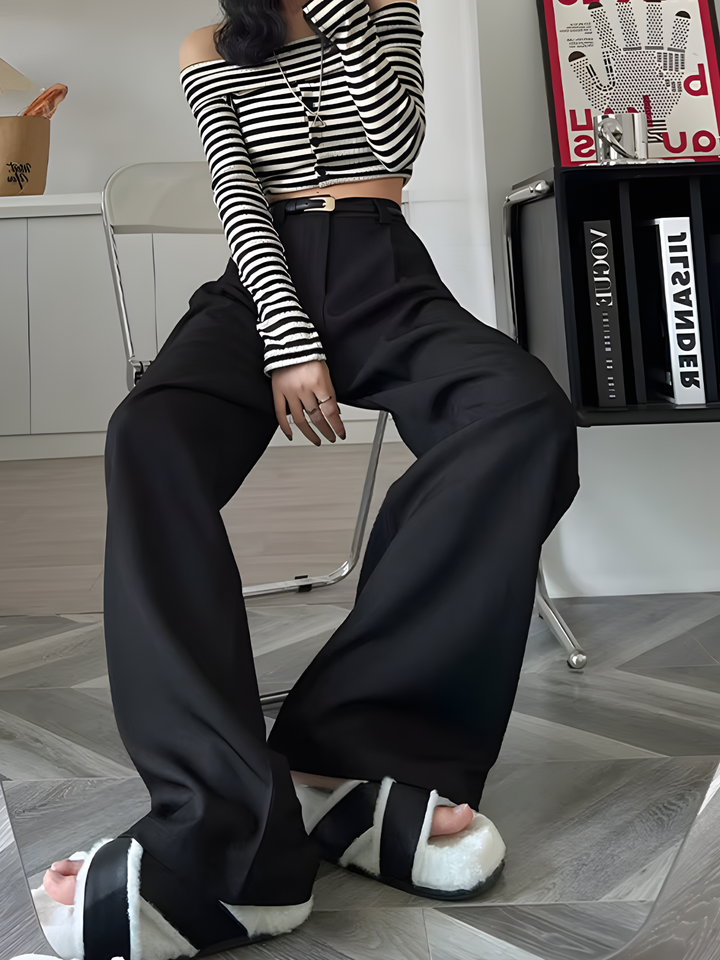 High-Waist Wide-Leg Suit Pants