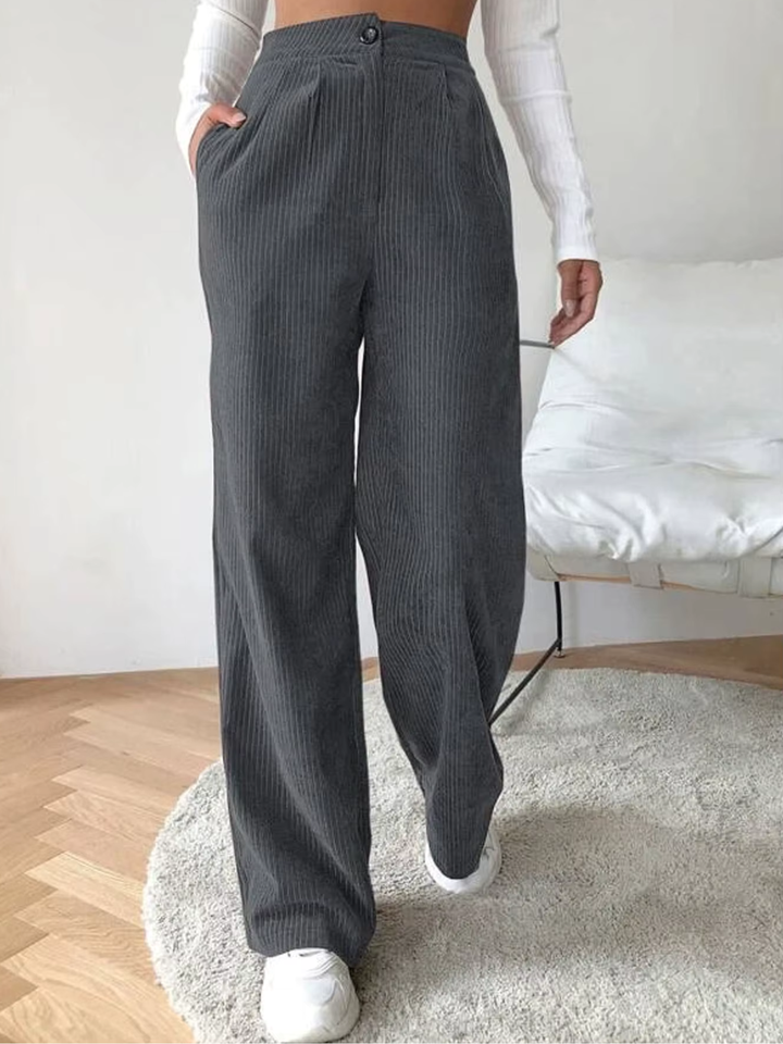 High-Waist Straight Corduroy Pants