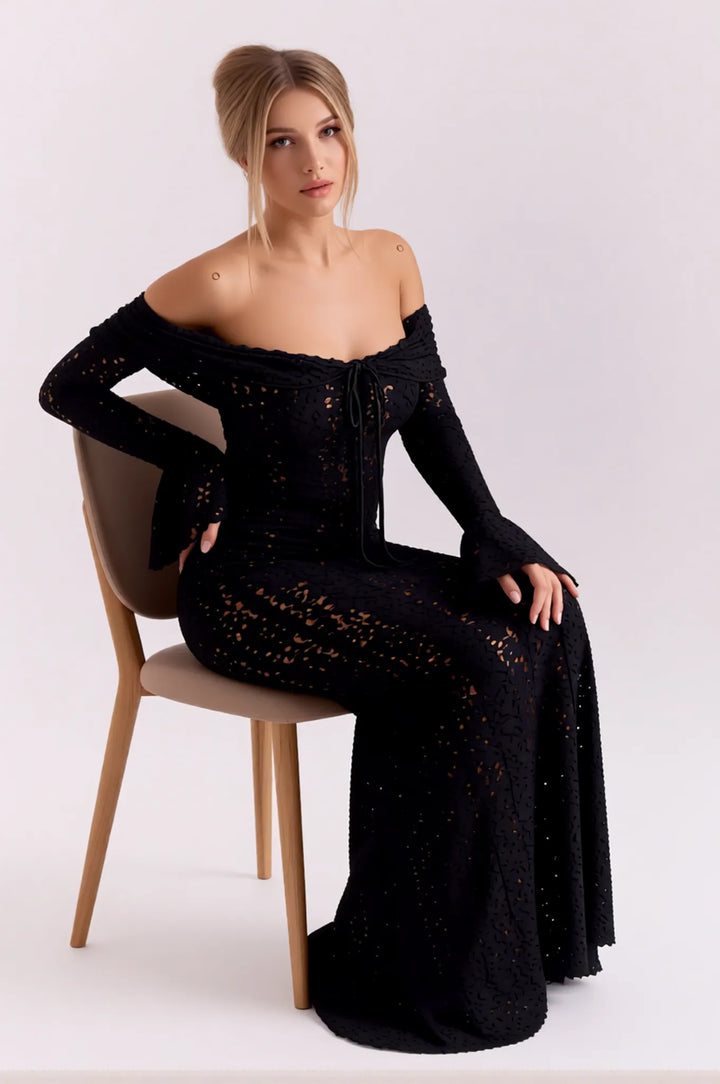 Off Shoulder Lace Bodycon Maxi Dress